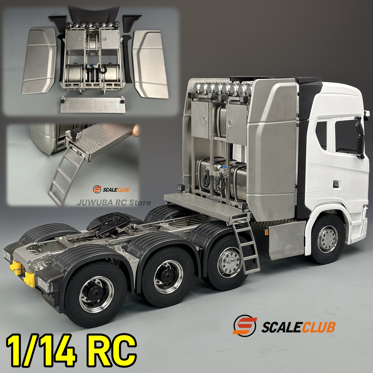 Heavy Equipment Haulers - ชั้นวางอุปกรณ์ในห้องโดยสารรถบรรทุก 770S 1/14 สำหรับรถบรรทุกหนัก พร้อมสปอยเลอร์ SLT