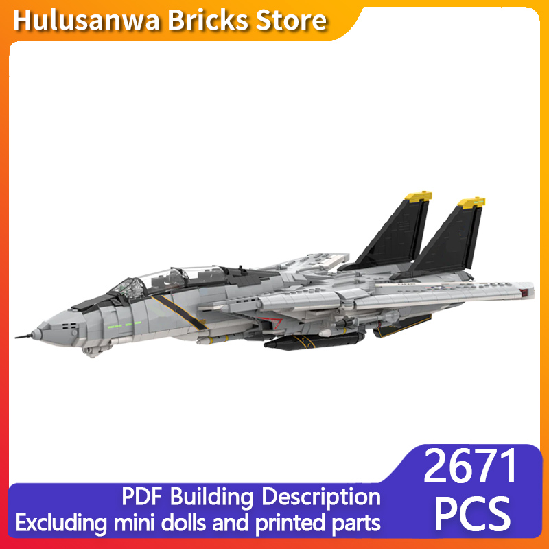 Heavy Equipment Games - เครื่องบินรบหนัก F-14A รุ่น MOC ตัวต่ออิฐบล็อก อุปกรณ์สงคราม